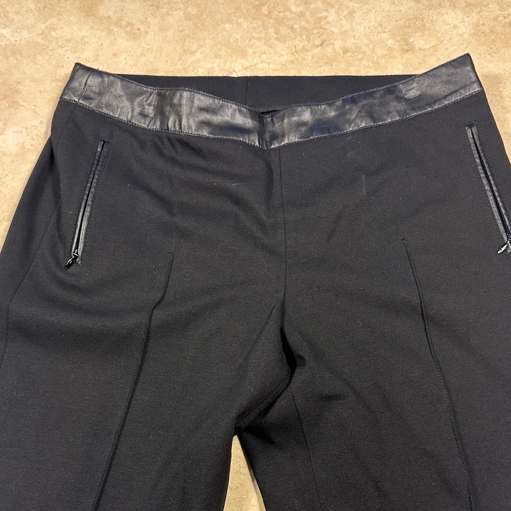 Akris Black Ponte Leggings With Faux Leather Trim